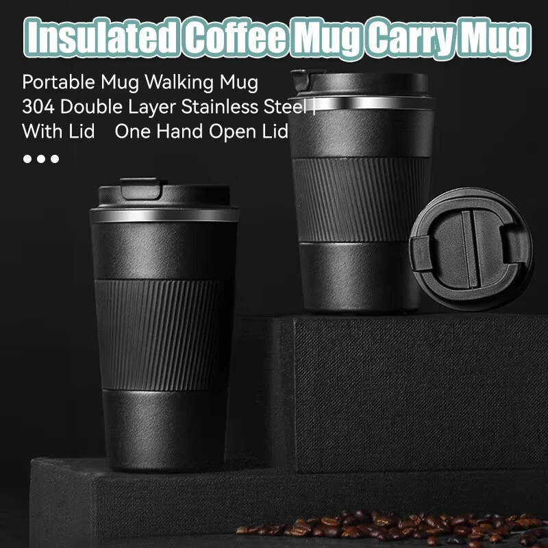 (image for) IPRee 510ml Double Stainless Steel Coffee Thermos Mug with Non-Slip Case Car Vacuum Flask Travel Insulated Bottle Coffee Cup Mug Milk Cup